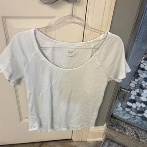 Maurices White Ribbed Short Sleeve Top